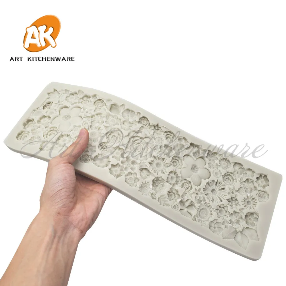 Long 3D Flowers Silicone Mold Chocolate Fondant Molds Sugarcraft Cake Molds Cake Decorating Tool Baking Accessories