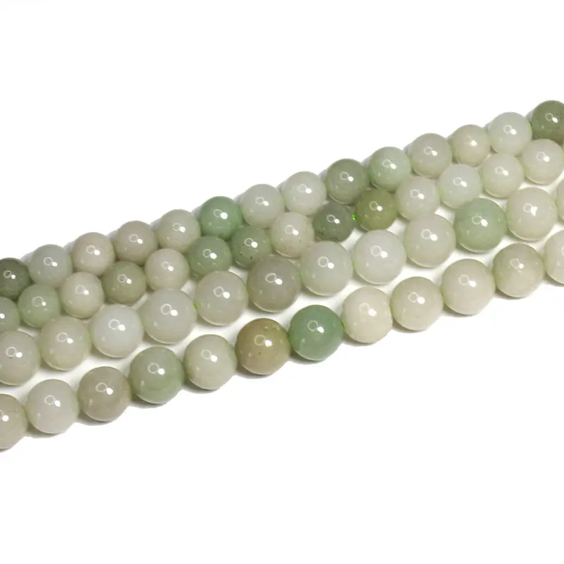 LUOMANXIARI Green Burmese Jade Round Stone Beads A 100% Natural Color Untreated  For Jewelry Making DIY Bracelet 8/10MM 15''