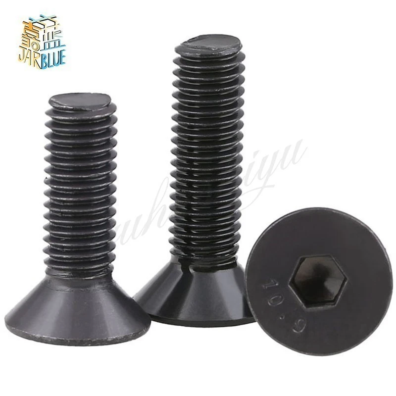 5-50pcs M2 M2.5 M3 M4 M5 M6 M8 304 A2 Stainless Steel Black grade 10.9 Hexagon Hex Socket Head Flat Countersunk Allen Bolt Screw
