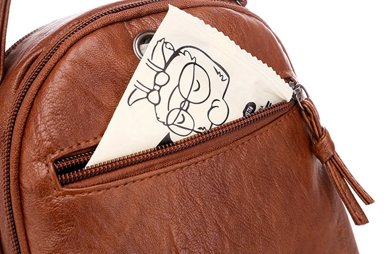 Multifunktionale Weiche PU Leder Kleine Schulter Tasche Für Frauen Vintage Mode Umhängetasche Weibliche Geldbörse Handy Handtasche – Detail 25