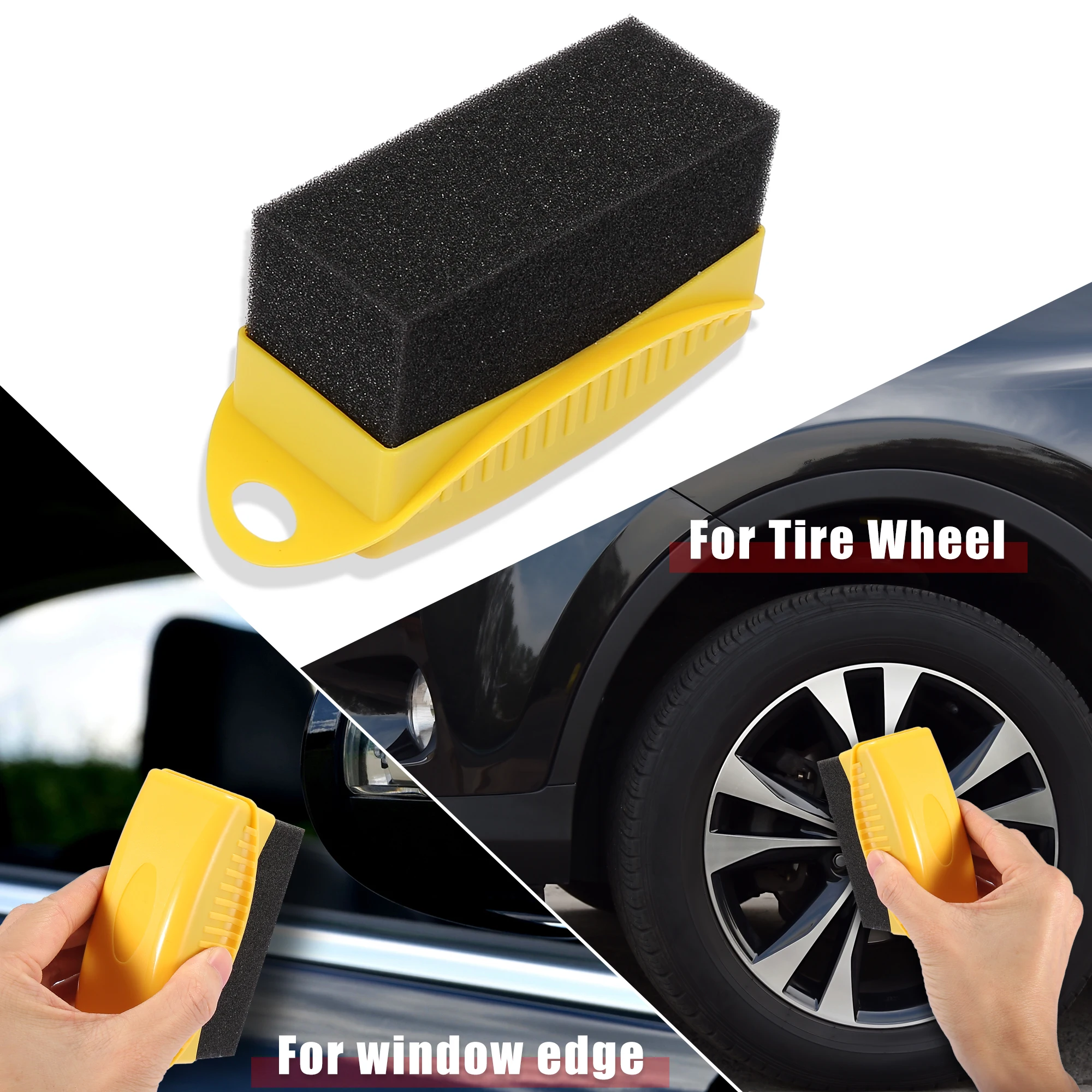 Uxcell 2pcs Car Tire Wheel Dressing Shine Contour Applicator Pads Sponges Waxing Polishing Wipe Wash Cleaning Tool