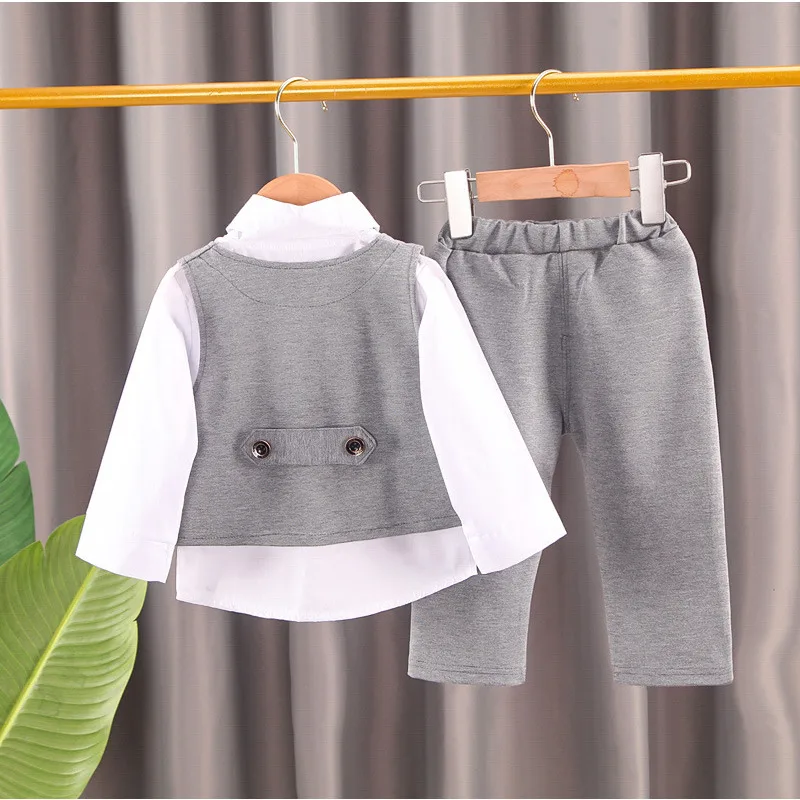 New Spring Autumn Baby Clothes Suit Children Boys Vest Shirt Pants 3Pcs/Sets Toddler Fashion Casual Costume Kids Formal Clothing