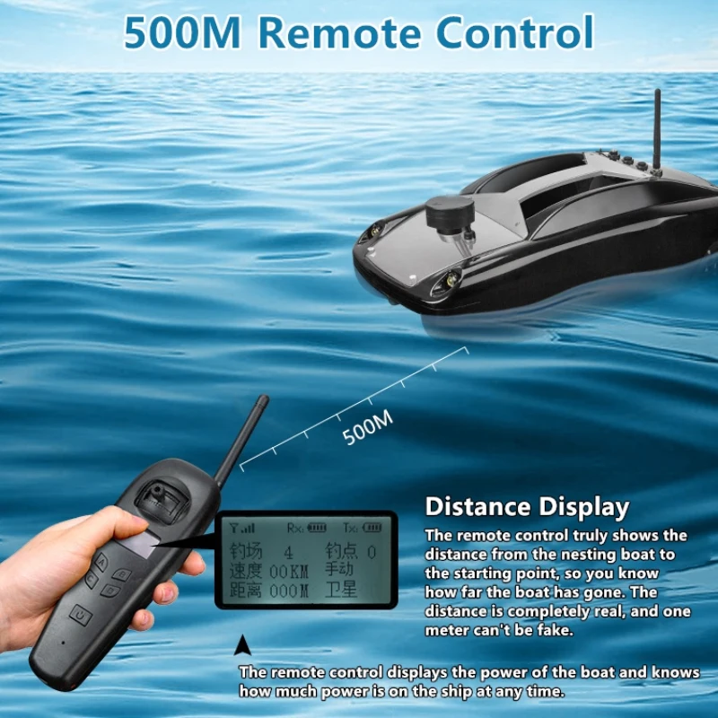 GPS Navigation Automatic Return RC Fishing Boat Double Independent Control Hopper 500M Distance 3KG Load Anti-storm RC Bait Boat