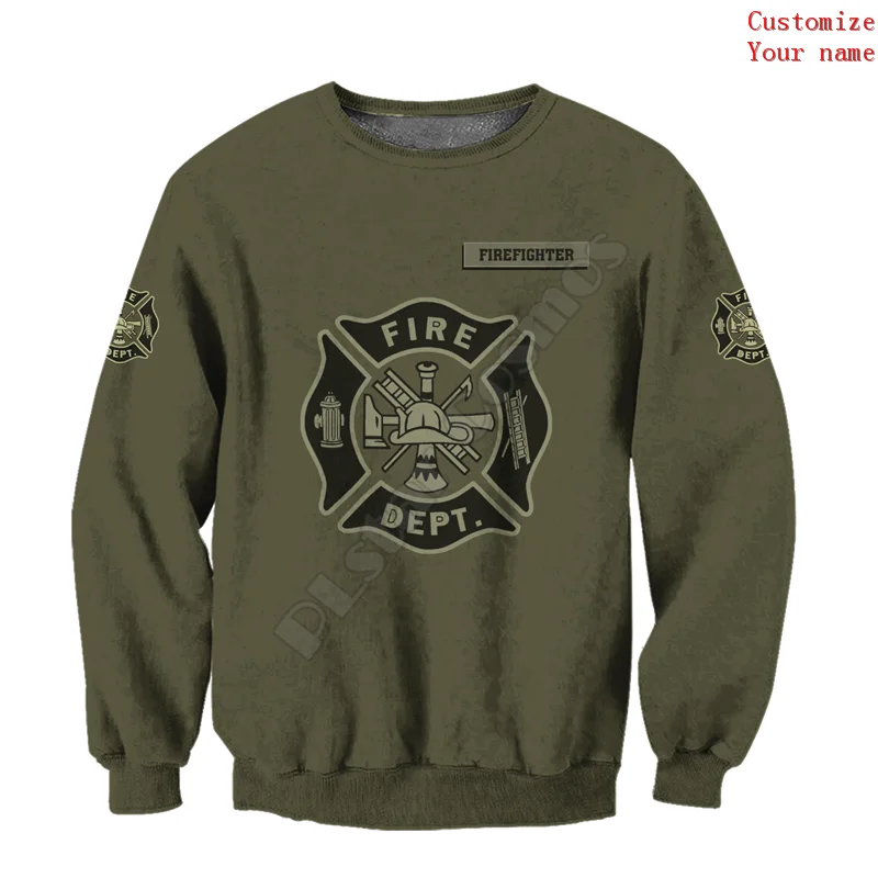 Customize Name Firefighter hoodies 3D Printed Zipper Hoodies/Sweatshirts women for men Halloween cosplay costumes 06