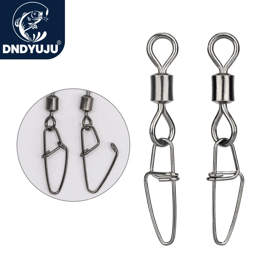 DNDYUJU 30pcs Fishing Swivels Rolling Swivel with Insurance Snap Bass Fishing Tackle Fish Hooks Pesca Emerillon Peche