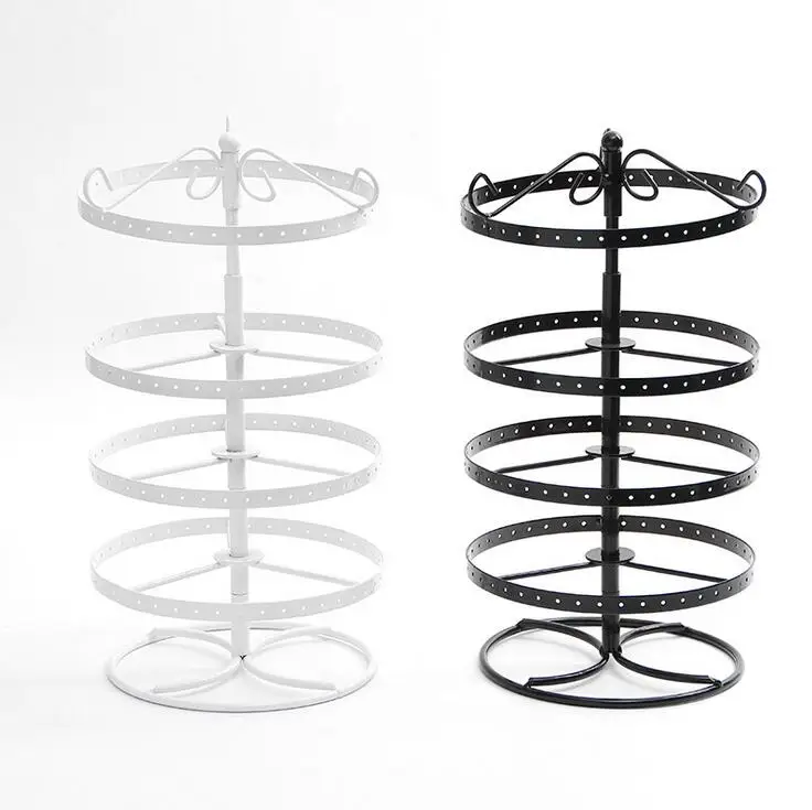 Hot Sale Round 168 Holes 4 Layer Earrings Stud Necklace Jewelry Display Jewllery organization Multifunctional Metal Stand Holder