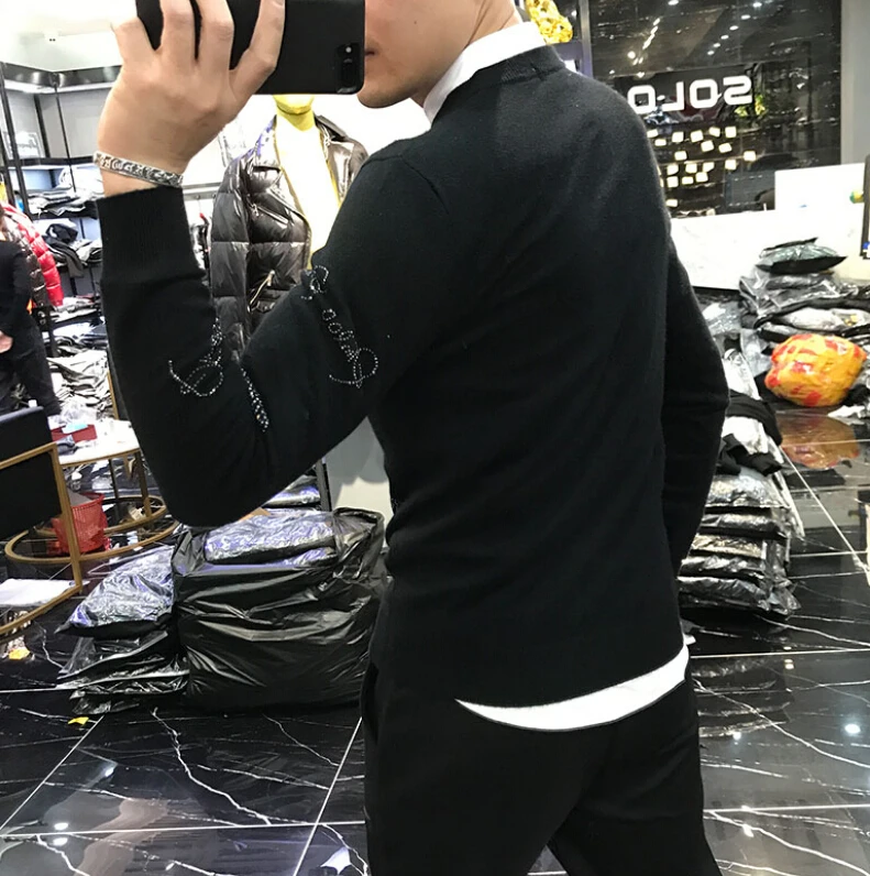 Männer der 2020 winter Koreanischen stil persönlichkeit fit fashion marke schädel schwere technologie heißer bohren pullover mann