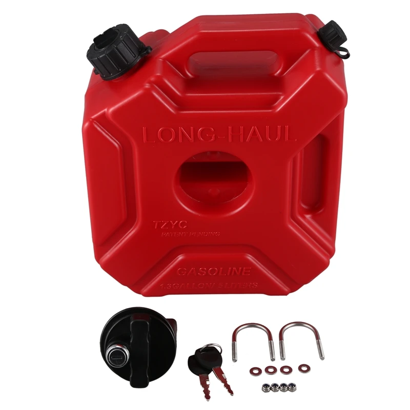 Lockable 5L Fuel Tanks Plastic Petrol Cans Car Mount Motorcycle Jerrycan Gas Can Gasoline Oil Container Fuel Canister