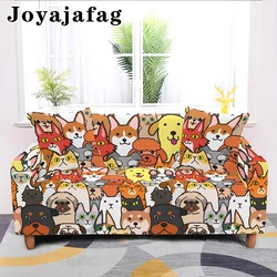 Elastic 1/2/3/4 Seater Sofa Covers Cartoon Dogs Printing Anti-dirty Couch Cover For Living Room Hotel All-cover Slipcovers