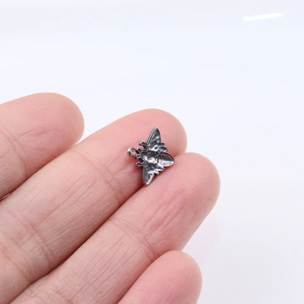 5pcs Wholesale Stainless Steel High Quality Bee Charms Pendant DIY Women AccessoryNecklace Earrings Bracelets Unfading 2 Colors