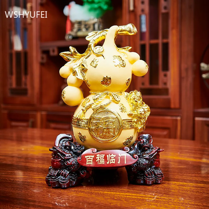 

Chinese Styles Resin Gourd Model Ornaments Desktop Sculpture Crafts Home living room TV cabinet Lucky fortune Decoration