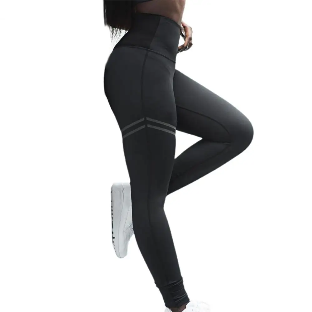 Leggings de cintura alta para mujer, pantalones de Yoga elásticos, Color sólido, elevador de cadera, Fitness