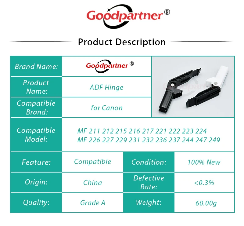 2X FE4-4952-000 Dobradiça ADF para Canon MF 211 212 215 216 217 221 223 224 226 227 229 231 232 236 237 244 247 249 4570 4580 4770