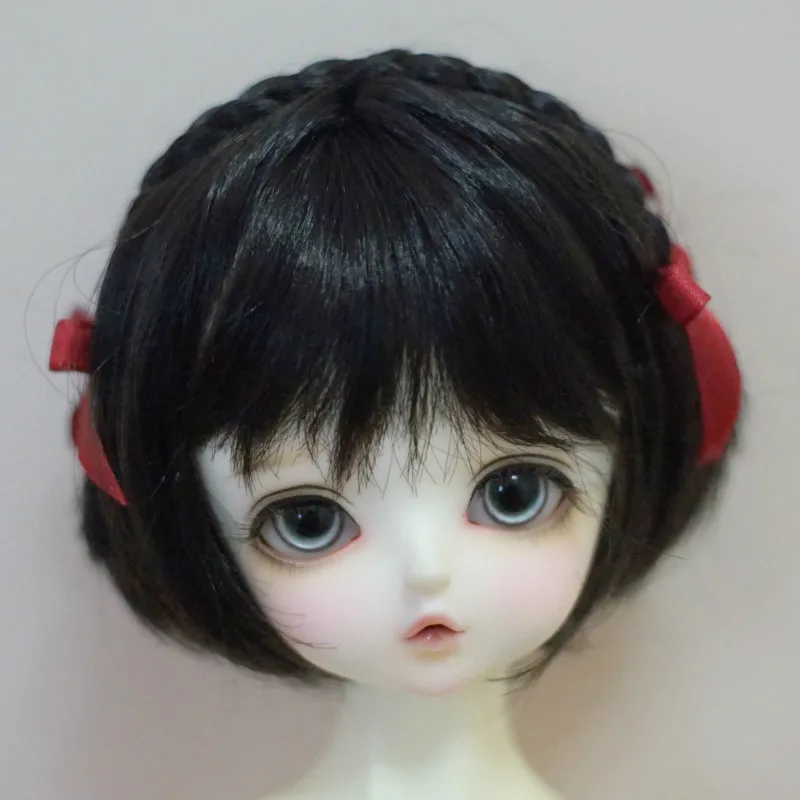 BJD doll wig suitable for 1-3 1-4 1-6 size pigtail mushroom head short hair doll accessories