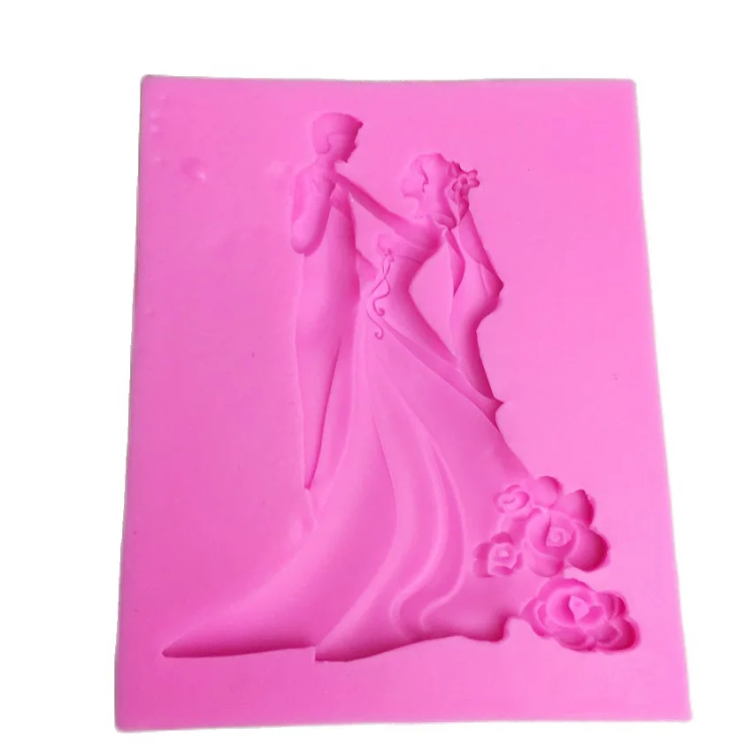 1 Piece New Bride Groom Dance Fondant Silicone Molds Cake Decorating Tool Sugarcraft Chocolate Wedding Design Gumpaste Mold H579