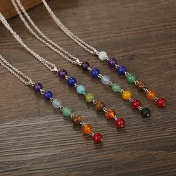 2020 New 7 Chakra Gem Natural Stone Beads Pendant Necklace Women Yoga Reiki Healing Balancing Chakra Necklaces Jewelry Gifts