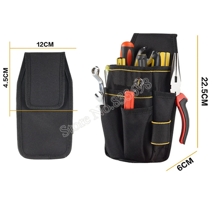 Electricians Technician Tool Bag 600D Oxford Tool Belt Waist Pocket Pouch Small Tool Bag With Belt Screwdriver Holder