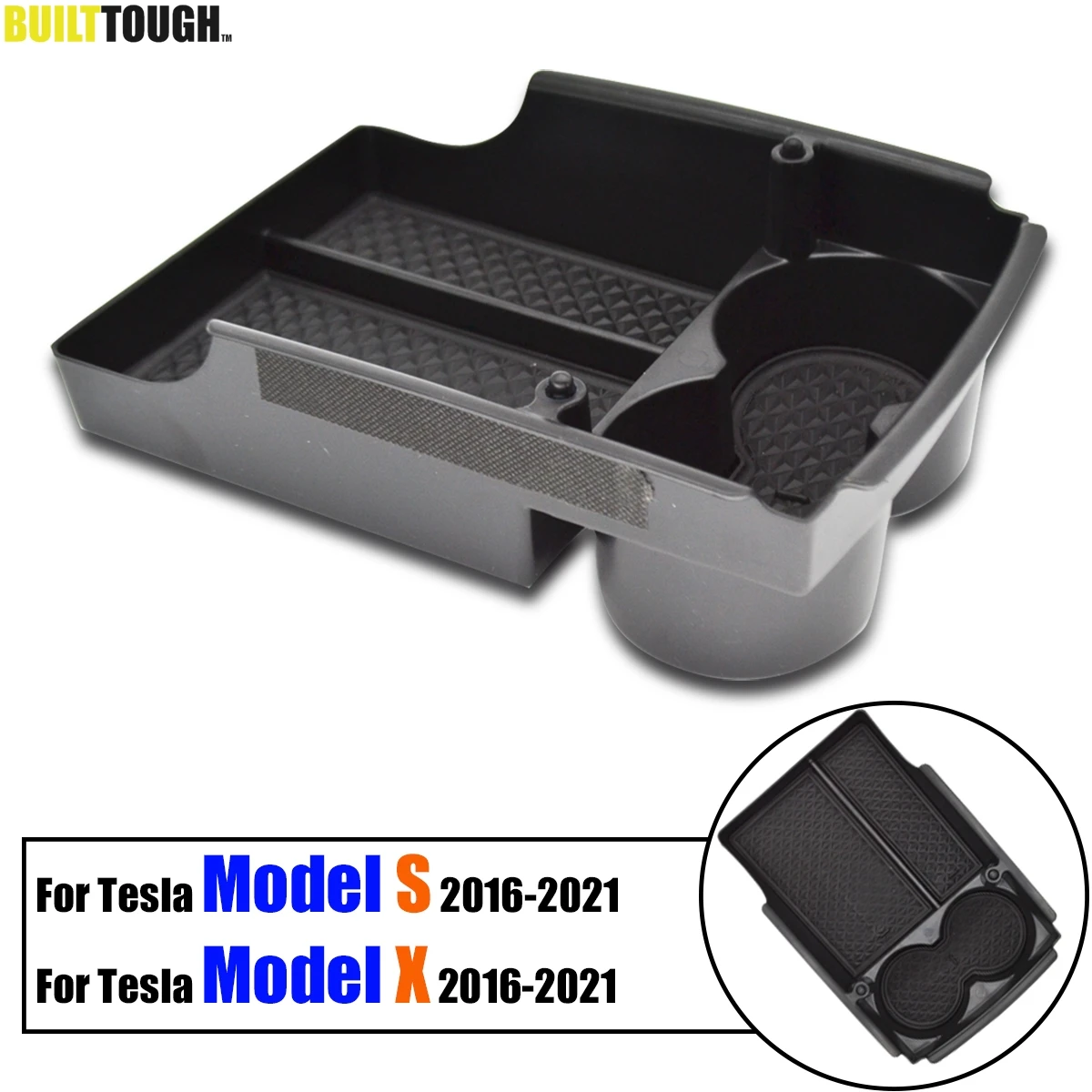 For Tesla Model S Model X Center Console Organizer Cup Holder Armrest Storage Box Car Accessories 2016 2017 2018 2019 2020 2021