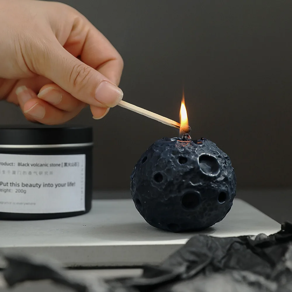 Black candle Lunar scented candles creative bedroom Home decoration Candles home gifts souvenir spherical moon candles for home