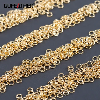 GUFEATHER, 20 g/paquete, M484, accesorios de joyería, pass REACH, sin níquel, chapado en oro de 18 k, cobre, anillo de salto, no se decolora, fabricación de joyas