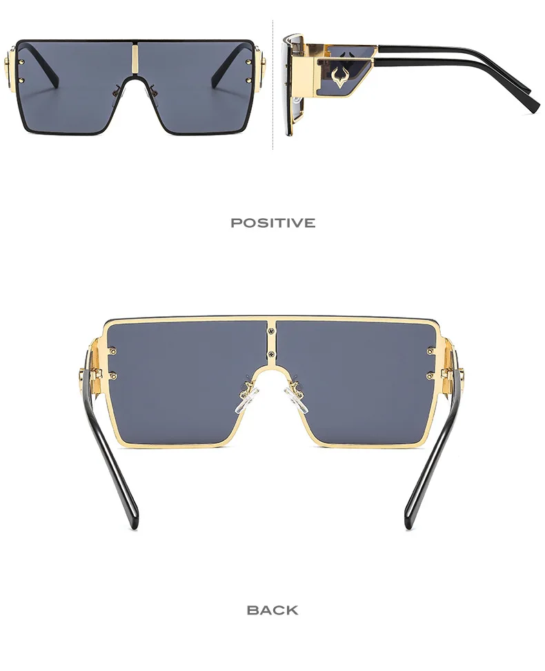 Vintage Punk Übergroße Sonnenbrille Männer Designer Fahren Gläser Frauen Luxus Retro Quadratischen Metall Rahmen UV400 Brillen – Detail 7