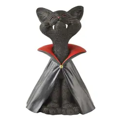 Figurines Whimsical Black Cat Vampires Cute Cat Statue Collectible Halloween Decor Gifts Modern Resin Office Desktop Fun Crafts