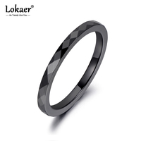 Lokaer Trendy 2mm Black & White Cutting Ceramics Rings Jewelry Classic Wedding Engagement Rings For Women Anneaux Anillos R19051