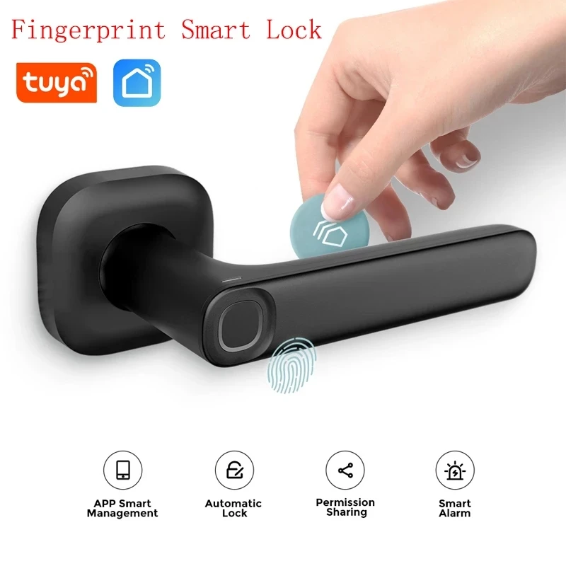 Tuya Smart Lock YEEUU R2 Smart Long Handle Door Lock Fingerprint/NEC Card/Mobile APP with Lock Support tuya/Alexa/Google Home