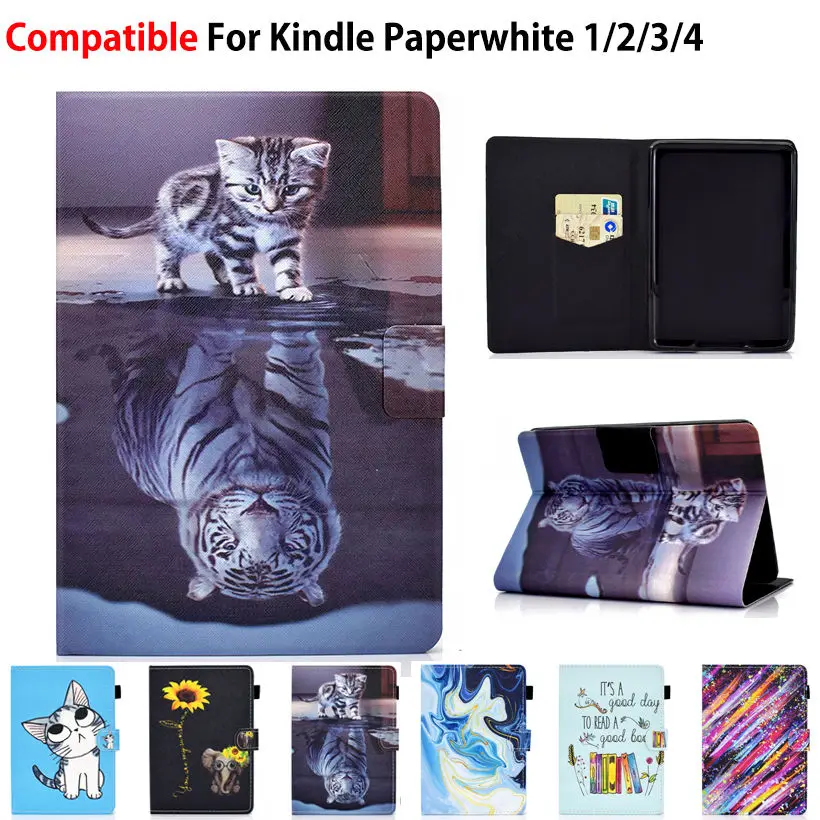 Case for Amazon Kindle Paperwhite 1 2 3 4 10th Gen 2018 Smart Cover Funda Soft TPU Shockproof Painted Pattern E-book Shell Capa