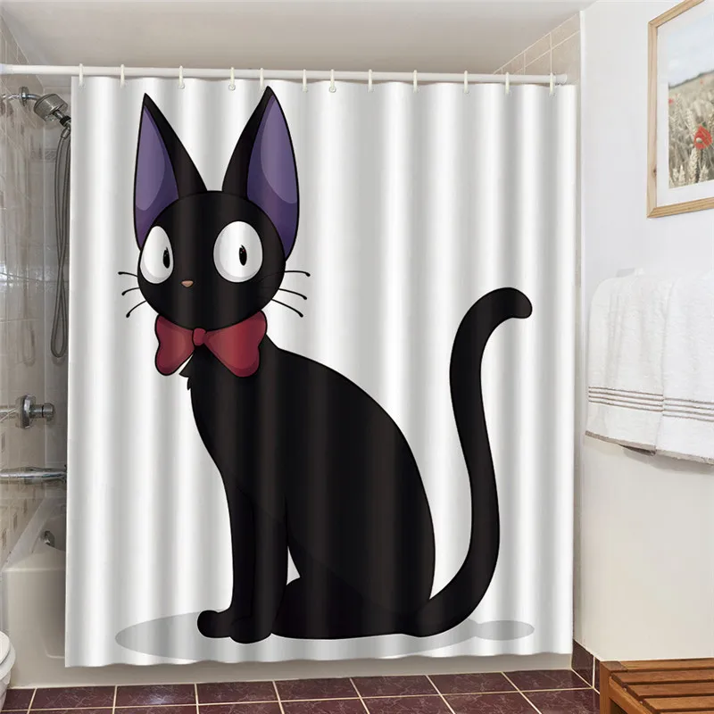 Animal Unicorn Cat Cartoon 3D Printed Shower Curtains Bath Product Bathroom Decor with Hooks Waterproof Blackout Bath Curtains