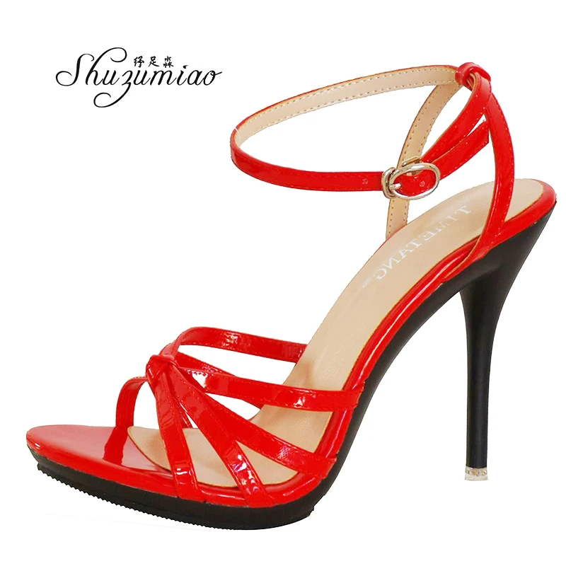 Women Shoes Sandals Slippers Fashion Women Mules sexy Female Shoes red High Heels 11cm Sandals Stilettos big size 42