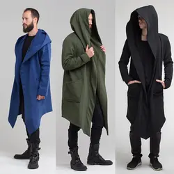 Hirigin-Manteau à Capuche Décontracté pour Homme, Cardigan Rigide, Ouvert Devant, Vêtements d'Extérieur Longs et Chauds, Nouvelle Collection Automne Hiver