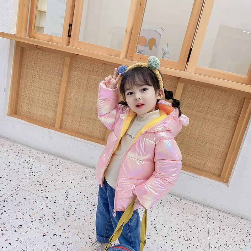 2 3 4 5 6 Years Keep Warm Winter Girls Jacket 2021 Kids Colorful Hooded Zipper Outerwear For Boys Clothes Children Windbreaker