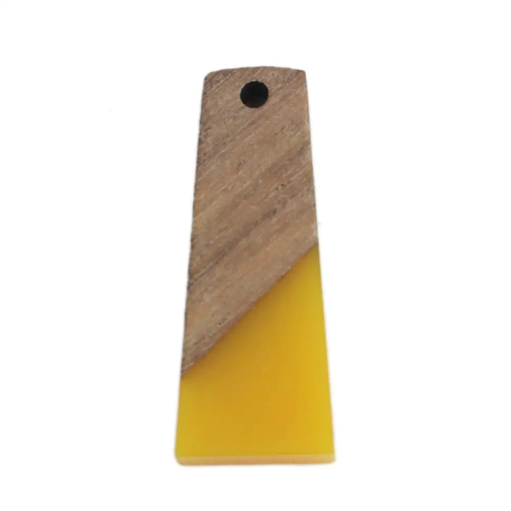 8Seasons Fashion Wooden Series Effect Resin Pendant Wood Pendants Trapezoid Yellow Jewelry DIY Findings 3cm x 1.2cm, 2 PCs