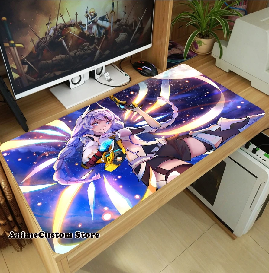 Anime Honkai Impact 3 Kiana Kaslana duża zagęścić podkładka pod mysz podkładka pod mysz do laptopa podkładka pod klawiaturę antypoślizgowa Playmat prezent