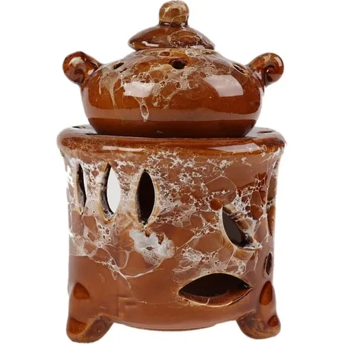 Attach Teapot Censer Marble Pattern Brown