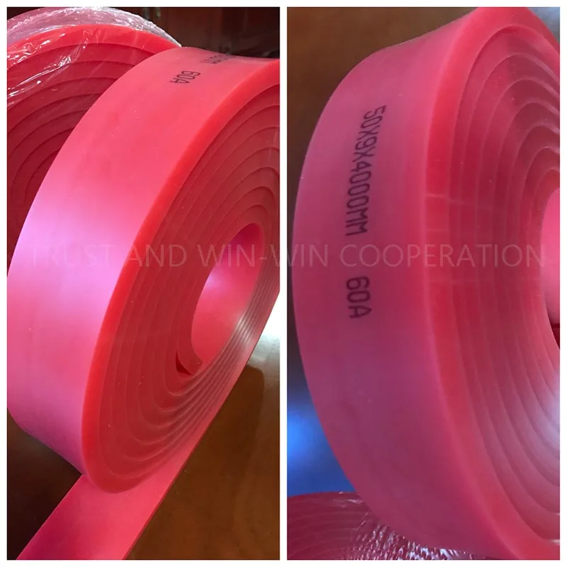 

Free shipping!! Red 50mm * 9mm * 4m Flat Squeegee Rubber, Screen Printing, 60A Durometer