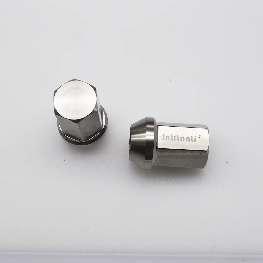 Jntitanti M14*1.5*35 Silver full hex Light weight Gr5 titanium lug nut with close end