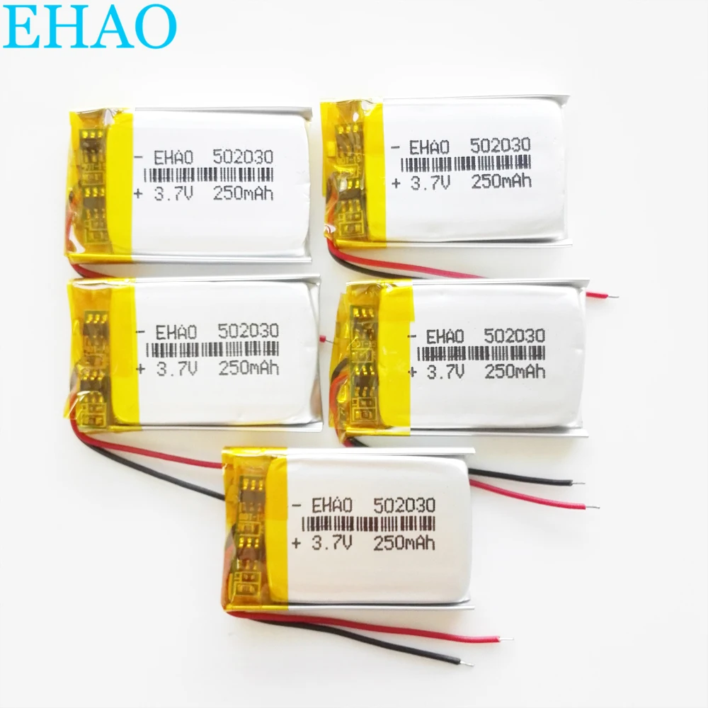 Lot 5 sztuk 3.7V 250mAh 502030 litowo-polimerowa LiPo akumulator do Mp3 GPS inteligentny zegarek część elektroniczna