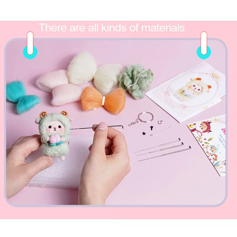 Non-Finished DIY Lovely Sheep Wool Felt Doll Needle Felting kit Accessories Felt Poked For Kids Children Handmade DIY Package