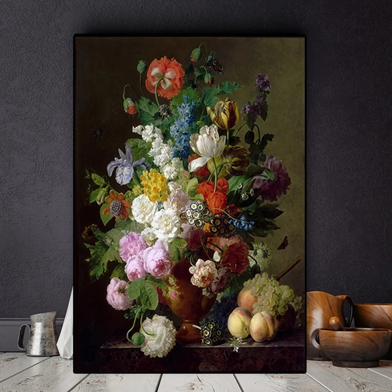 

Europe Flower Painting Canvas Botanical Flowers Posters and Prints Cuadros Vintage Wall Art Picture for Living Room Home Decor