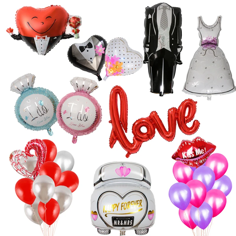 Wedding Decorations Groom Bride Love Balloons for Wedding Decoration Bachelorette Party Valentine's Day Adult Party Supplies