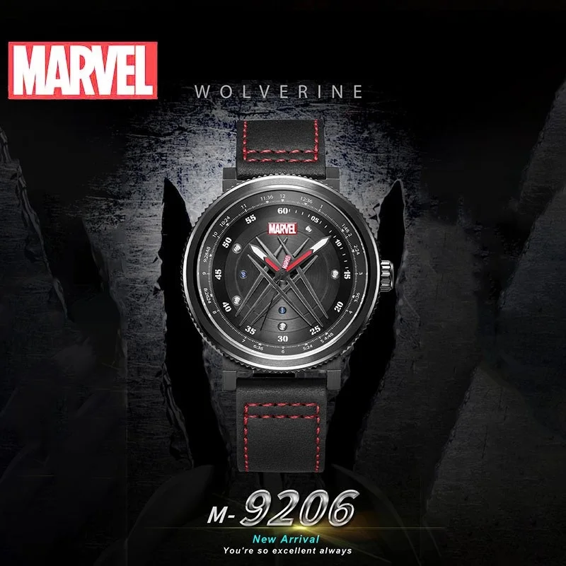 Disney Official Marvel Wolverine X-MEN Casual Quartz Wristwatches Cartoon 3D Stereo Dial Coated Glass Date Function Male Clock