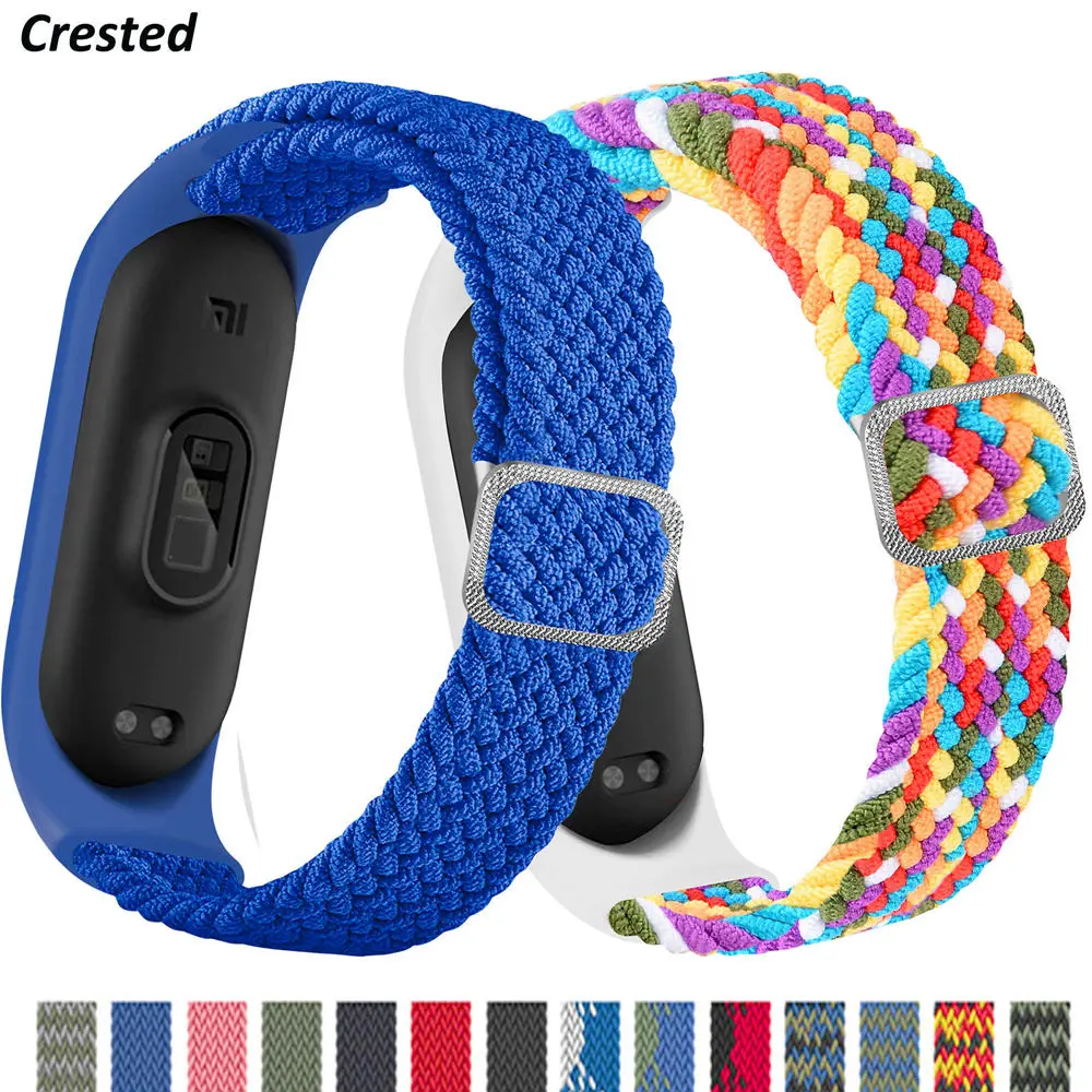 Bracelet for Mi band 6 Strap Elastic adjustable Nylon Braided Miband4 miband 5 correa Wristband for xiaomi Mi band 4 3 5 6 strap