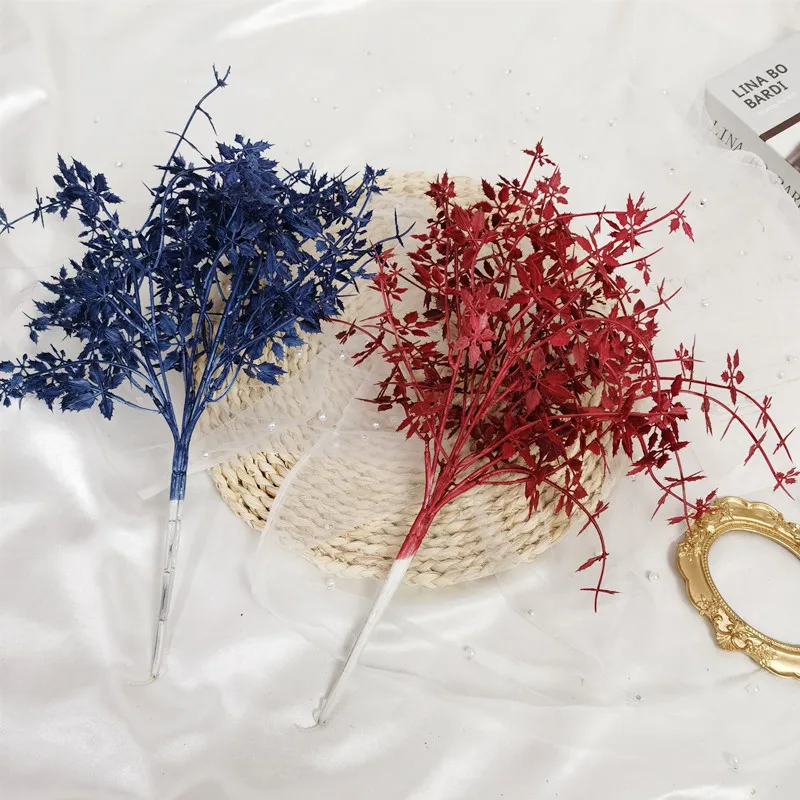 38cm Simulation Rose Grass Gold Blue Misty Broken Maple Leaf Base Festival Wedding Decoration Flower Arrangement Hotel Decor