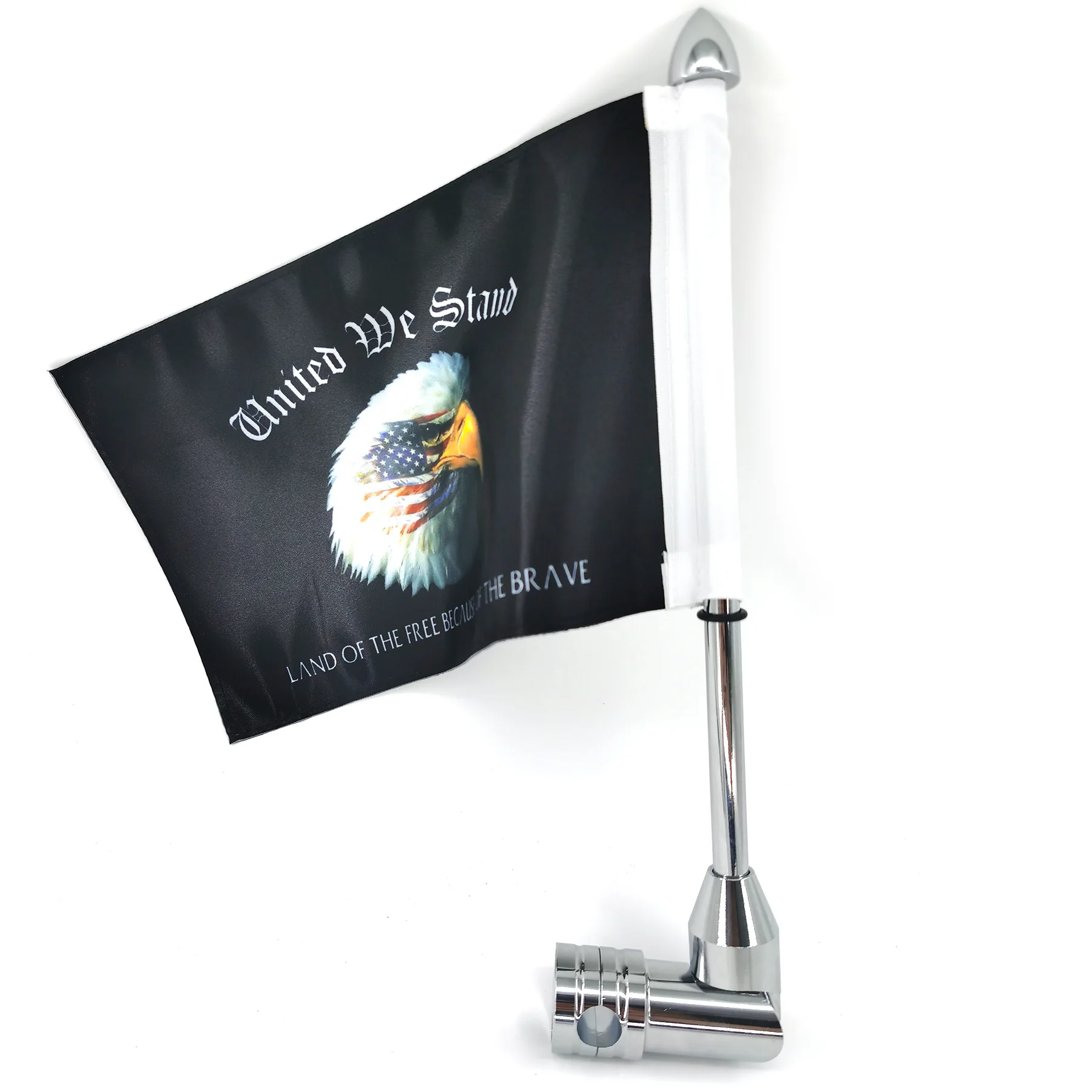 Chrome Universal รถจักรยานยนต์พับพับ Flag Pole Mount Eagle Flag สำหรับ Harley Yamaha Honda