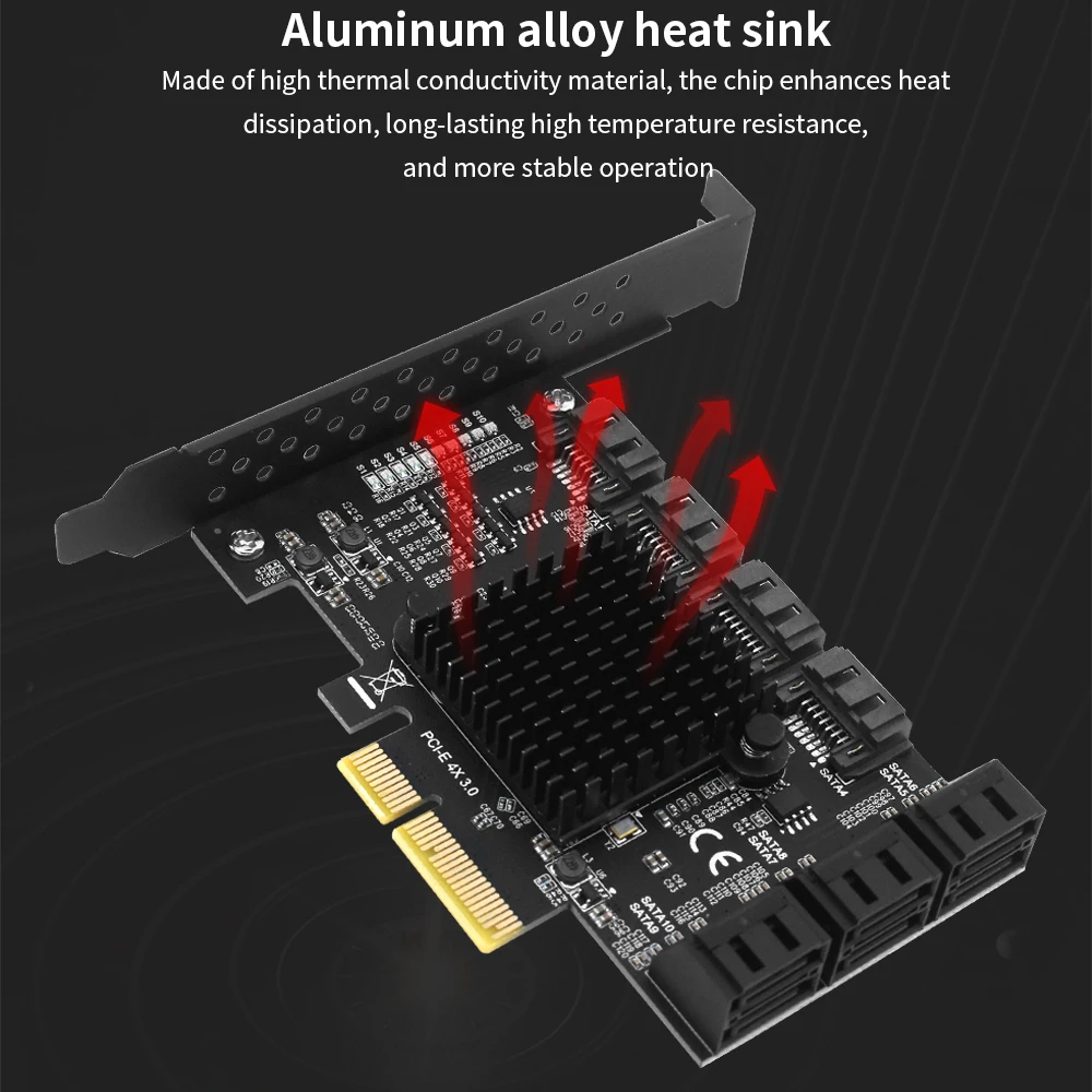 Imagem -05 - Tishric-pcie 3.0 Cartão de Expansão Sata Divisor 4x a 10 Portas Compatível com x4 x8 X16 Interface Gráfica para Mineração Mineiro