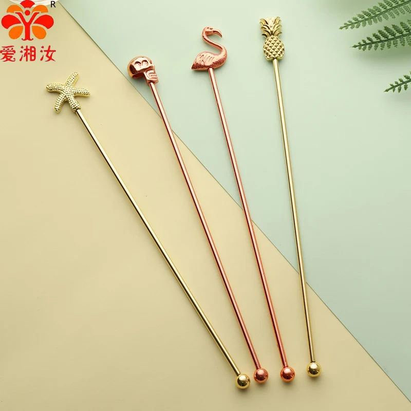 Swizzle Sticks,Cocktail Accessories Stainless Stir,Drink Stirrers Flamingo,Skulls,Starfis,Pineapple,Kitchen Bartenders Whisk