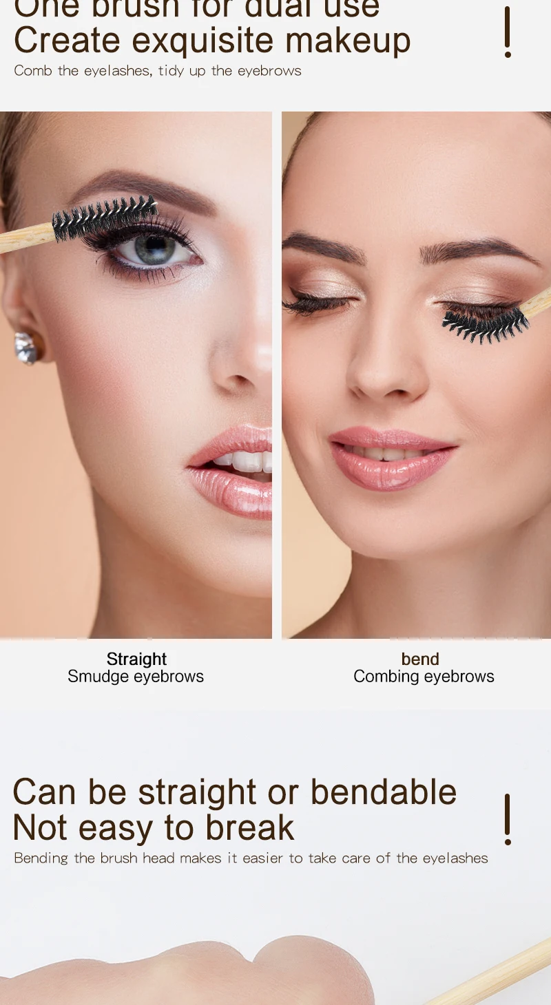 50Pcs Lash Pinsel Einweg Applikatoren Wimpern Verlängerung Pinsel Make-Up Liefert Werkzeug Bambus Griff Micro Spoolie Augenbraue Pinsel – Detail 5