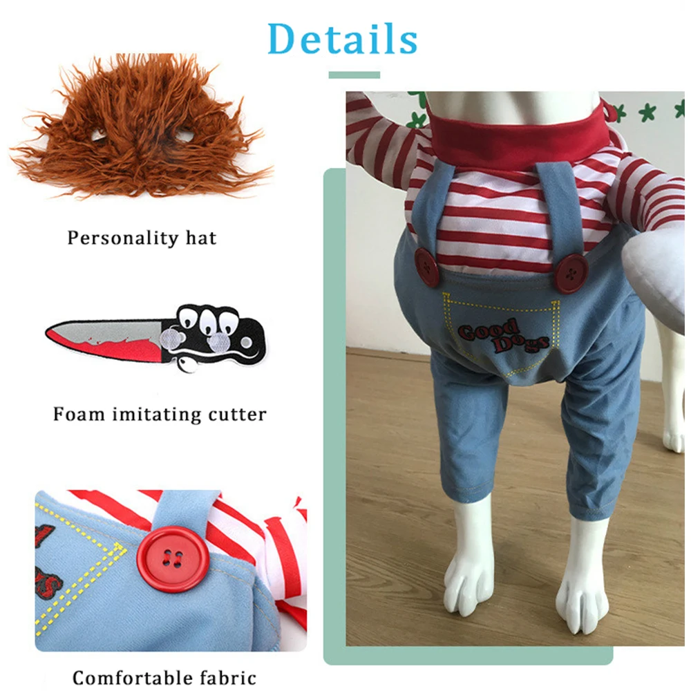 Cane da compagnia Costume di Halloween cani di natale che tengono un coltello novità divertente Pet Cat Party Cosplay abbigliamento abbigliamento